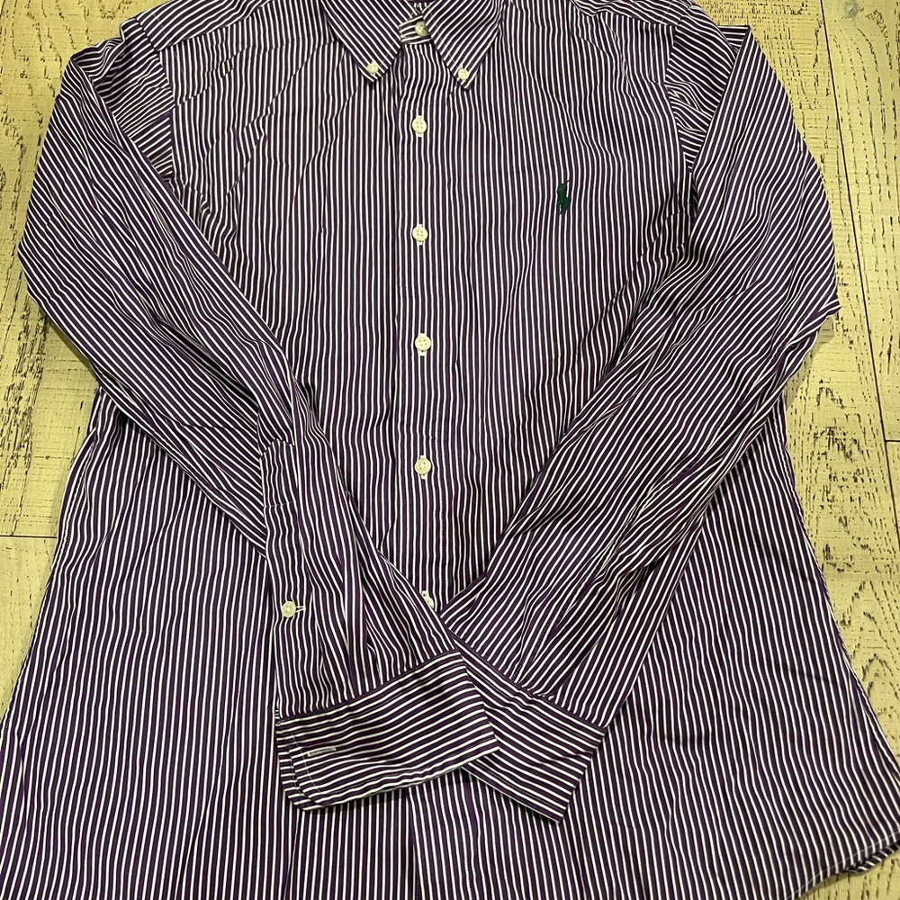 Ralph Lauren Purple Striped Button Down Shirt